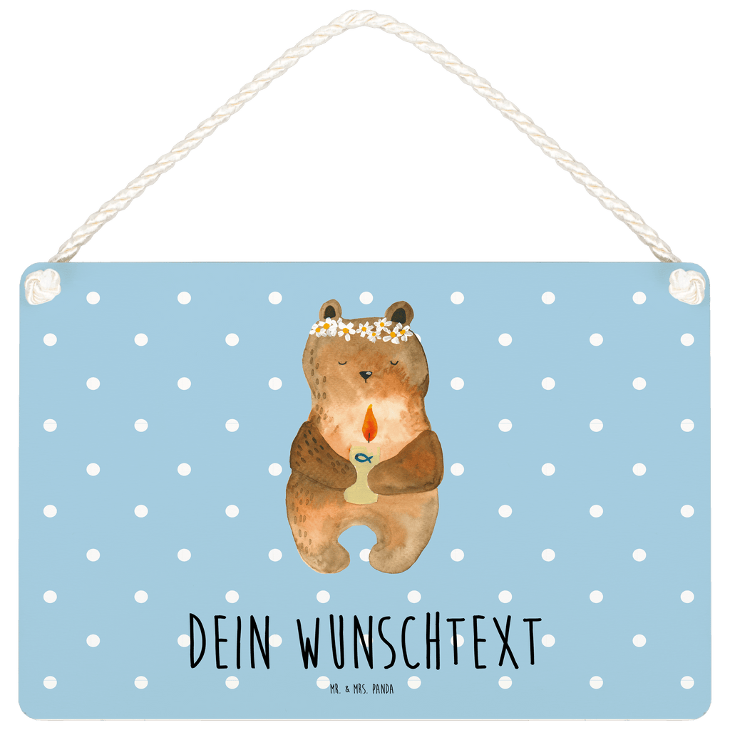 Personalisiertes Deko Schild Kommunion-Bär Dekoschild, Deko Schild, Schild, Tür Schild, Türschild, Holzschild, Wandschild, Wanddeko, Bär, Teddy, Teddybär, Kommunion, Gottes Segen, Taufkerze, katholisch