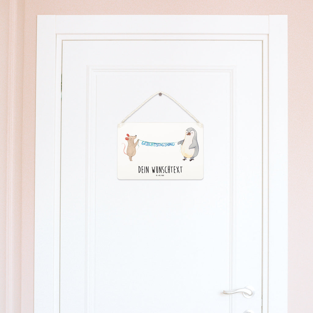 Personalisiertes Deko Schild Maus Pinguin Geburtstag Dekoschild, Deko Schild, Schild, Tür Schild, Türschild, Holzschild, Wandschild, Wanddeko, Geburtstag, Geburtstagsgeschenk, Geschenk, Maus, Pinguin, Geburtstage, Happy Birthday, Geburtstagsfeier