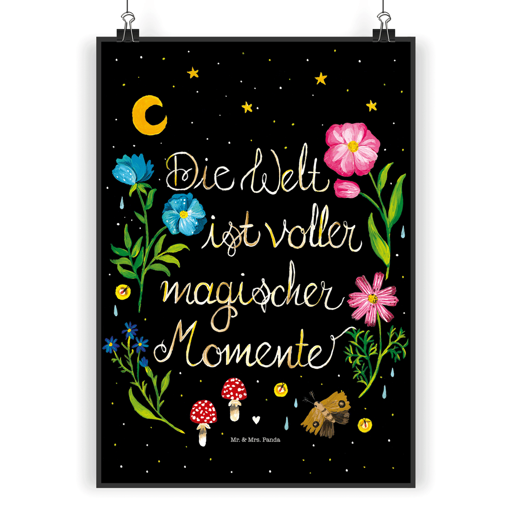 Poster Magische Welt Magische Momente, Spruch schön, Spruch positiv, Motivation, schwarz, magisch, Blumen, Nacht, Weisheit Poster, Wandposter, Bild, Wanddeko, Küchenposter, Kinderposter, Wanddeko Bild, Raumdekoration, Wanddekoration, Handgemaltes Poster, Mr. & Mrs. Panda Poster, Designposter, Kunstdruck, Posterdruck  Blumen Deko, Frühlings Deko, Sommer Deko, Dekoration, positive Botschaft, Naturliebhaber, Outdoor, Natur, Abenteuer