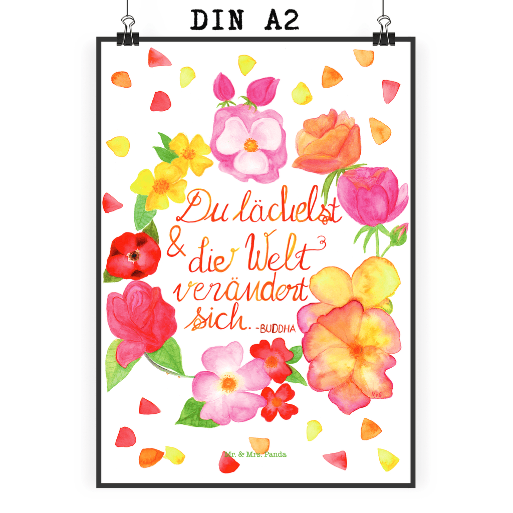 Poster Du Lächelst Lächele, Welt verändert sich, Zitat Buddha, Lachen Spruch, glücklich sein, Zitat schön, Geschenk Freundin, Spruch positiv Poster, Wandposter, Bild, Wanddeko, Küchenposter, Kinderposter, Wanddeko Bild, Raumdekoration, Wanddekoration, Handgemaltes Poster, Mr. & Mrs. Panda Poster, Designposter, Kunstdruck, Posterdruck  Blumen Deko, Frühlings Deko, Sommer Deko, Dekoration, positive Botschaft, Naturliebhaber, Outdoor, Natur, Abenteuer