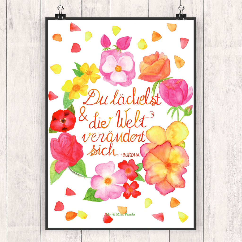 Poster Du Lächelst Lächele, Welt verändert sich, Zitat Buddha, Lachen Spruch, glücklich sein, Zitat schön, Geschenk Freundin, Spruch positiv Poster, Wandposter, Bild, Wanddeko, Küchenposter, Kinderposter, Wanddeko Bild, Raumdekoration, Wanddekoration, Handgemaltes Poster, Mr. & Mrs. Panda Poster, Designposter, Kunstdruck, Posterdruck  Blumen Deko, Frühlings Deko, Sommer Deko, Dekoration, positive Botschaft, Naturliebhaber, Outdoor, Natur, Abenteuer