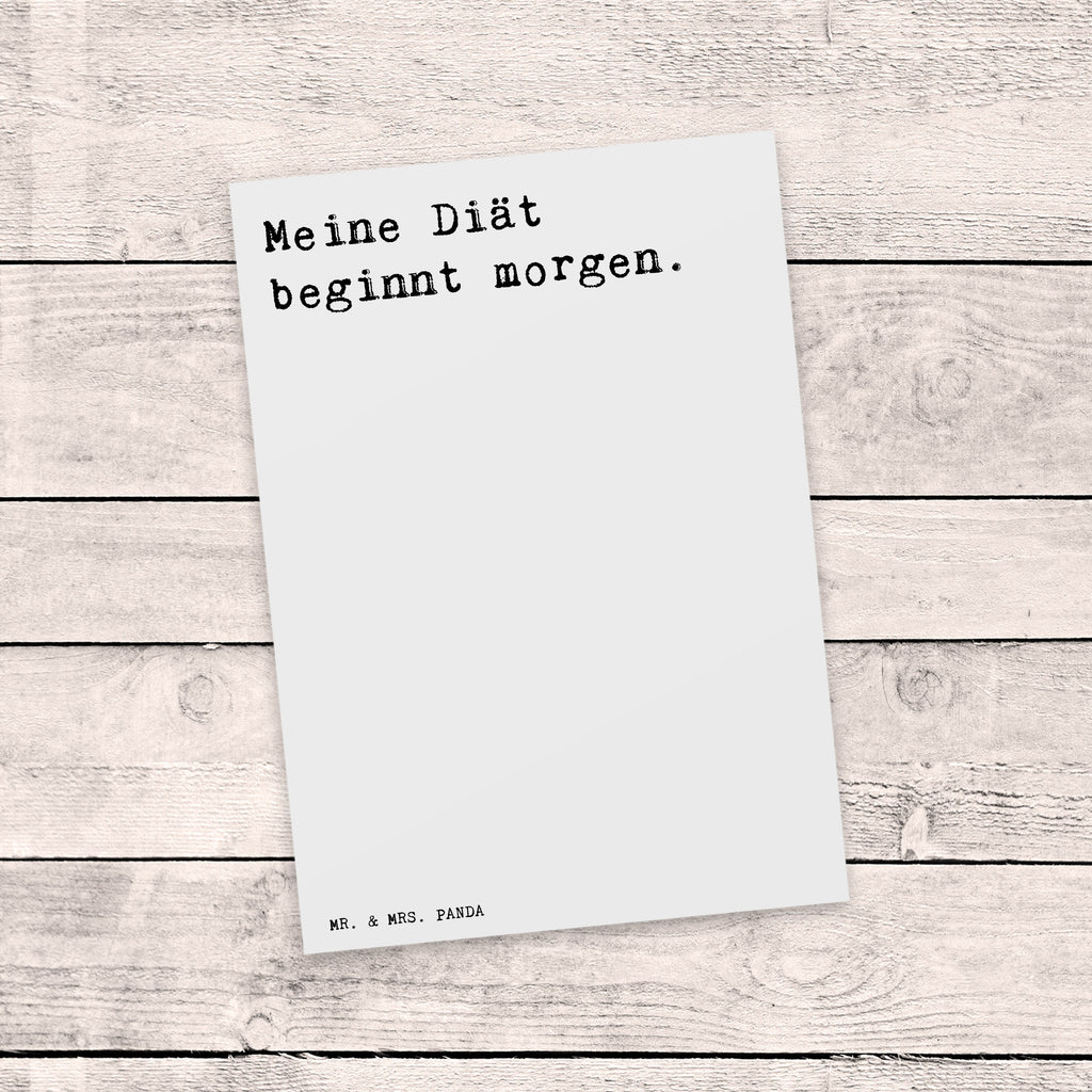 Postkarte "Meine Diät beginnt morgen." Spruch Sprüche Weisheiten Zitate Lustig Weisheit Worte Geschenkkarte, Grußkarte, Karte, Einladung, Ansichtskarte, Geburtstagskarte, Einladungskarte Diät Abnehmen Fasten Lustig Spruch, Sprüche, lustig, Weisheiten, Zitate