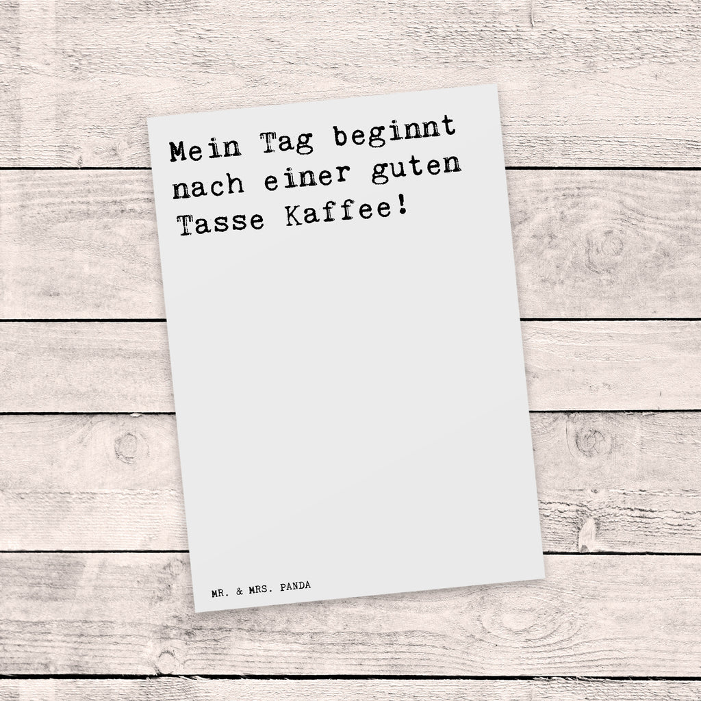 Postkarte "Mein Tag beginnt nach einer guten Tasse Kaffee!" Spruch Sprüche Weisheiten Zitate Lustig Weisheit Worte Geschenkkarte, Grußkarte, Karte, Einladung, Ansichtskarte, Geburtstagskarte, Einladungskarte Morgenmuffel, Spruch, Büro, Arbeitskollegen, Arbeitskollegin, Mutter, Geschenk Mutter, Familie, Geschenk Mama, Mama, Tante Spruch, Sprüche, lustig, Weisheiten, Zitate