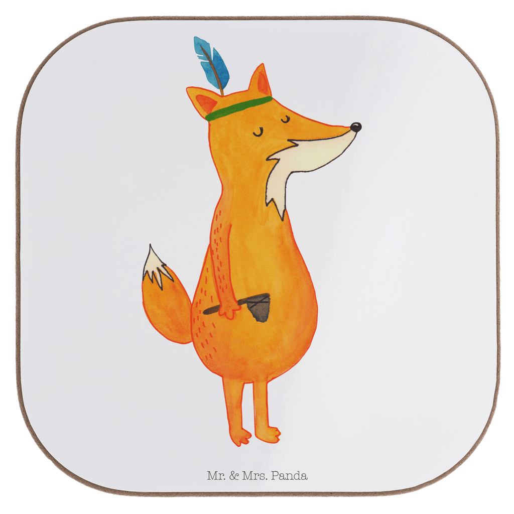 Quadratische Untersetzer Fuchs Indianer