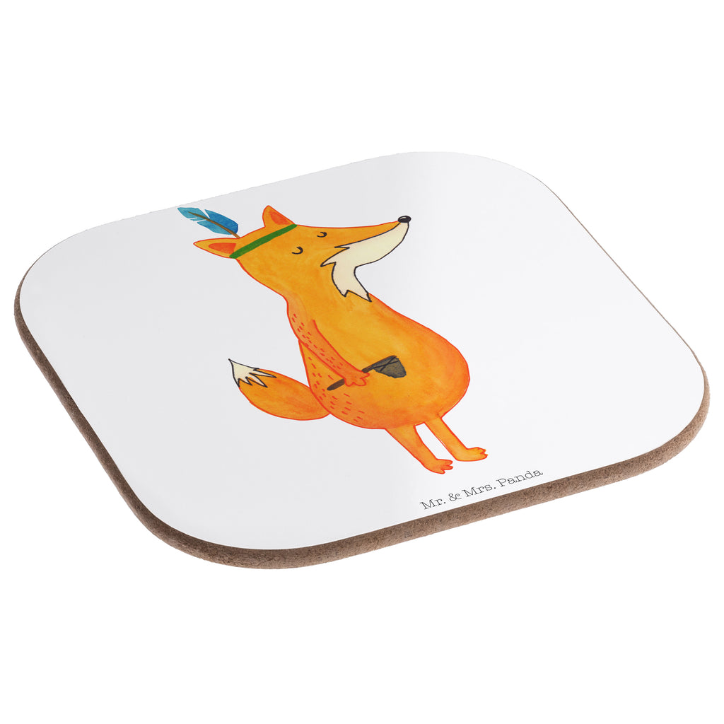 Quadratische Untersetzer Fuchs Indianer