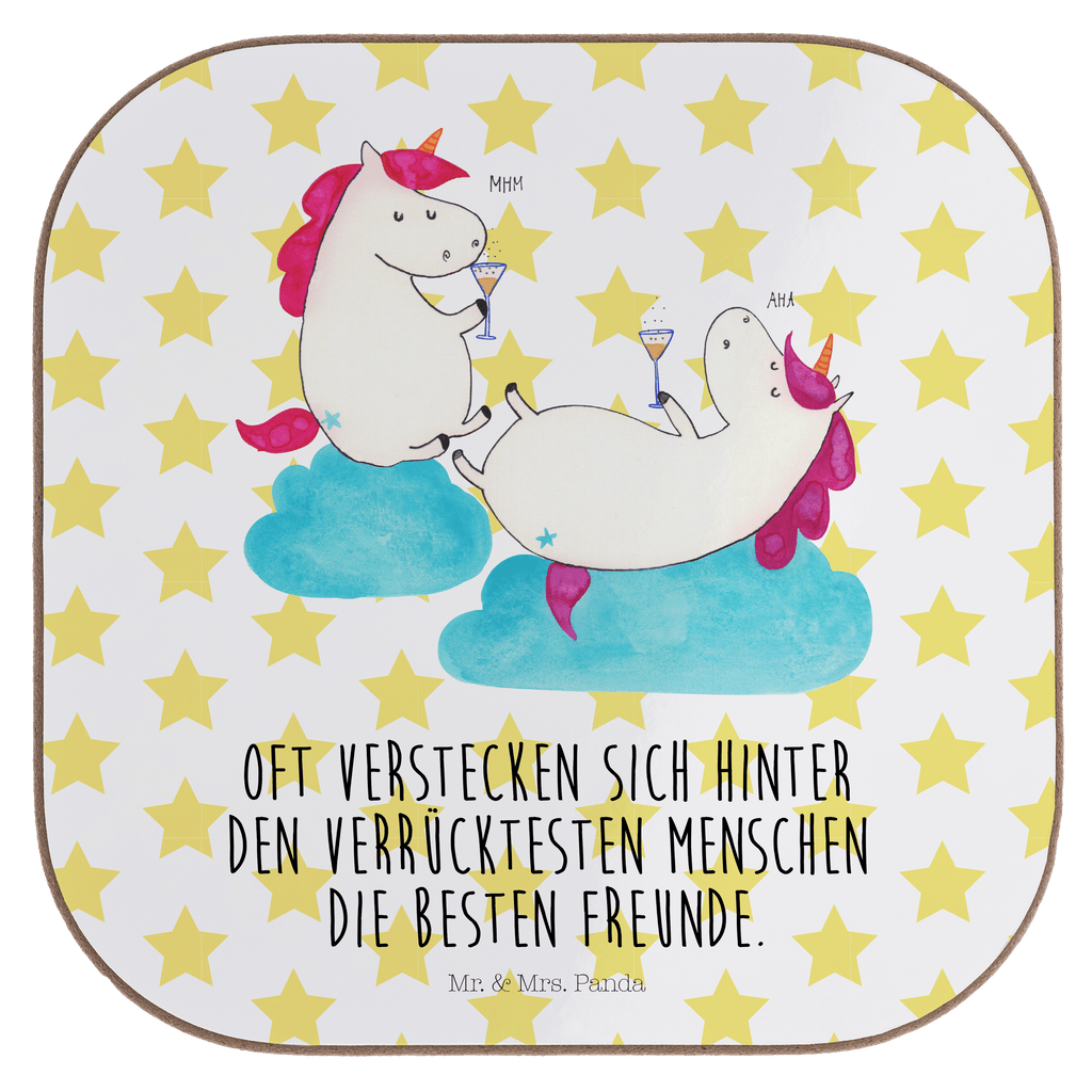 Quadratische Untersetzer Einhörner Sekt