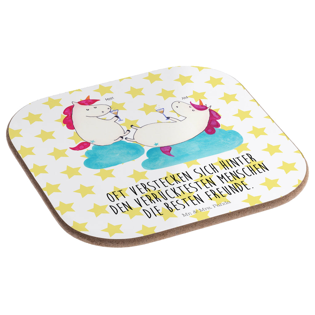 Quadratische Untersetzer Einhörner Sekt