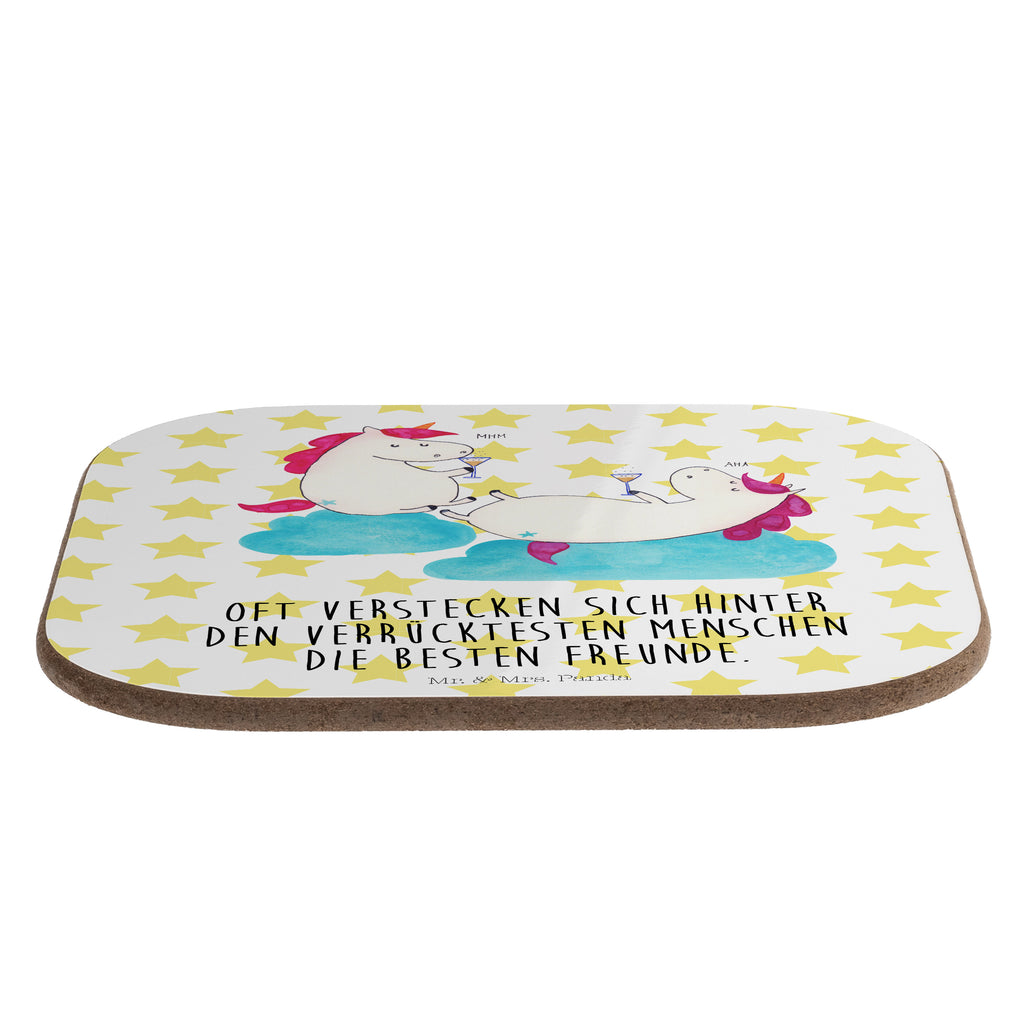 Quadratische Untersetzer Einhörner Sekt