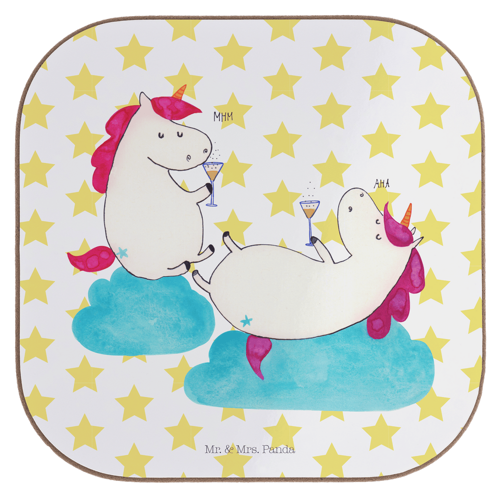Quadratische Untersetzer Einhörner Sekt