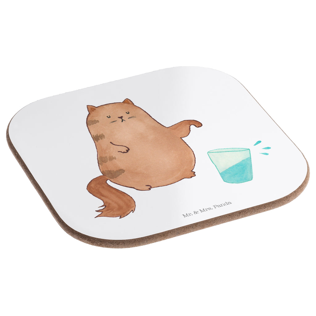 Quadratische Untersetzer Katze Wasserglas