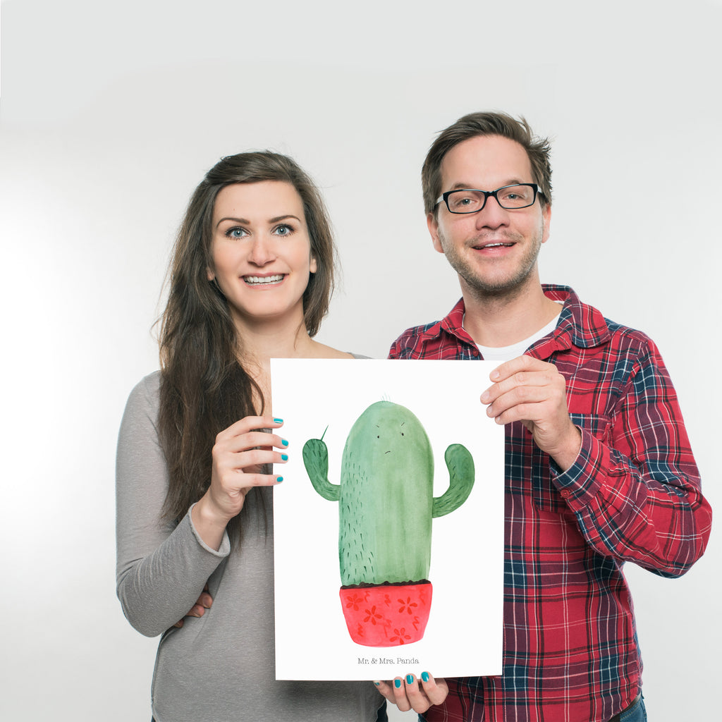 Poster Kaktus wütend Poster, Wandposter, Bild, Wanddeko, Küchenposter, Kinderposter, Wanddeko Bild, Raumdekoration, Wanddekoration, Handgemaltes Poster, Mr. & Mrs. Panda Poster, Designposter, Kunstdruck, Posterdruck, Kaktus, Kakteen, ärgern, Büro, Schule, Büroalltag, Chefin, Kollege, Kollegin, wütend