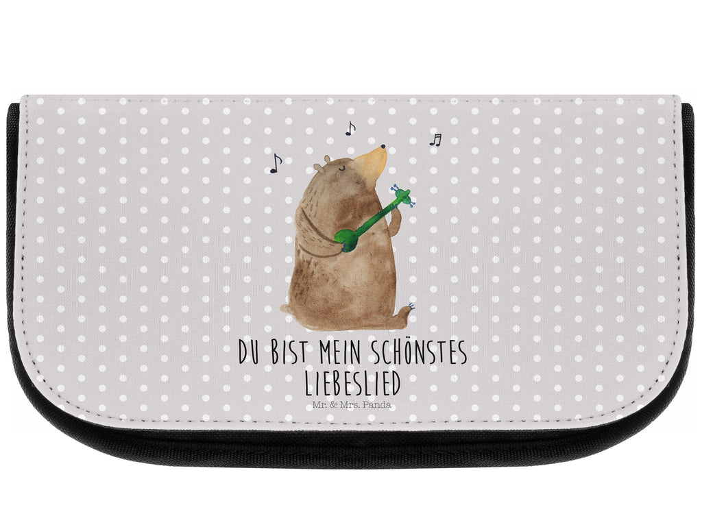 Kosmetiktasche Bär Lied Kosmetikbeutel, Kulturtasche, Kulturbeutel, Schminktasche, Make-Up Tasche, Bär, Teddy, Teddybär, Bärchen, Bear, Liebeslied, Lied, Song, Valentinstag, Valentine, Geschenk, Partner, Liebe, Freundin, Frau, Herz, Spruch