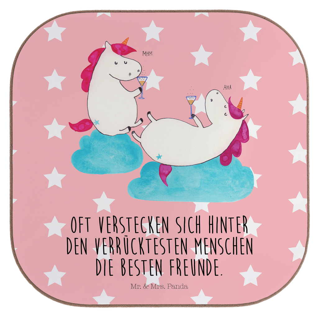 Quadratische Untersetzer Einhörner Sekt