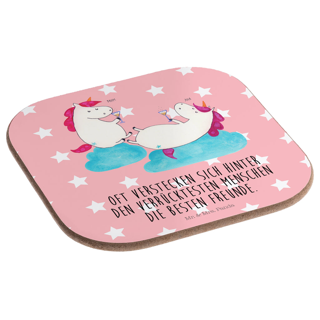 Quadratische Untersetzer Einhörner Sekt