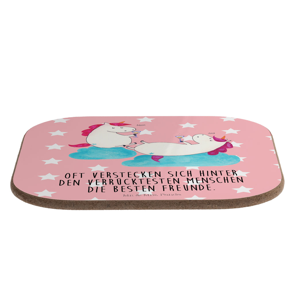 Quadratische Untersetzer Einhörner Sekt