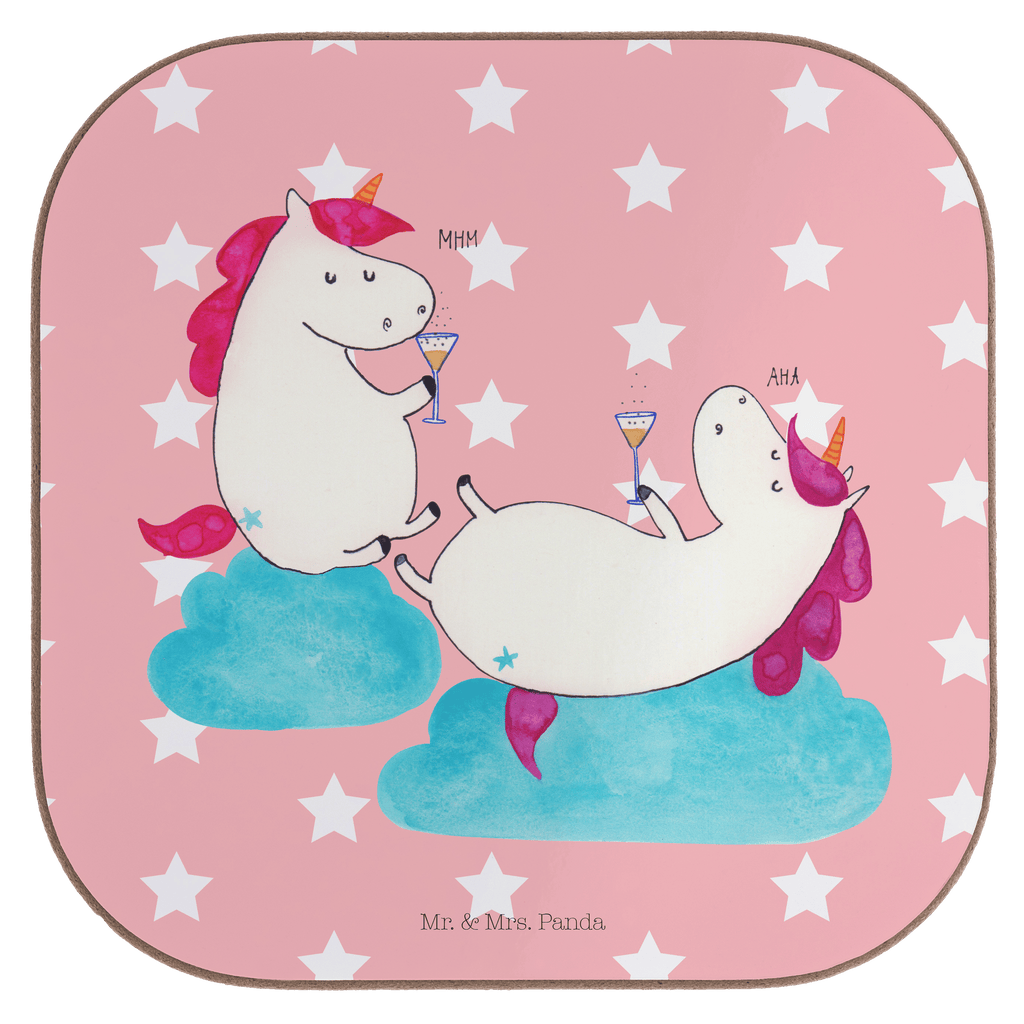 Quadratische Untersetzer Einhörner Sekt