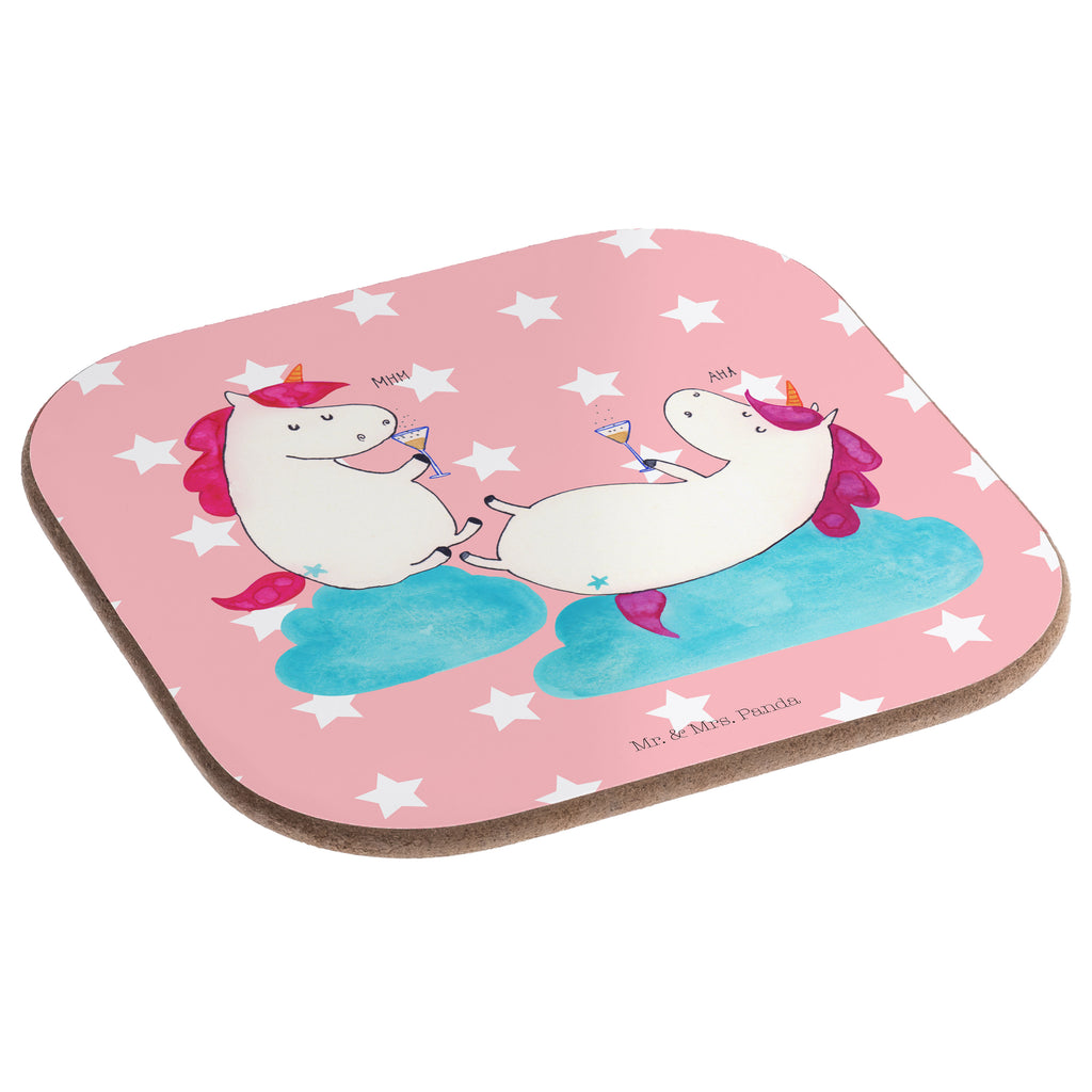 Quadratische Untersetzer Einhörner Sekt