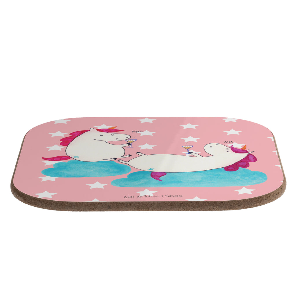 Quadratische Untersetzer Einhörner Sekt