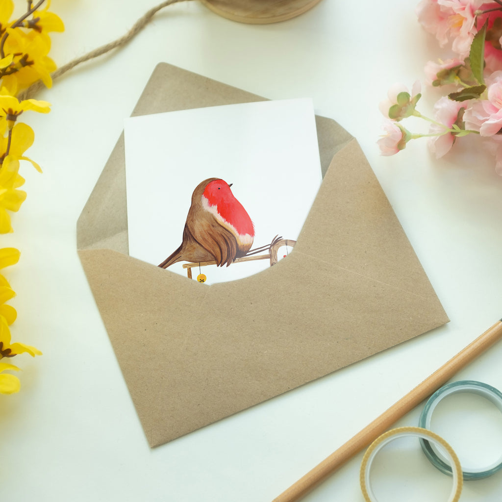 Grußkarte Rotkehlchen Schlitten