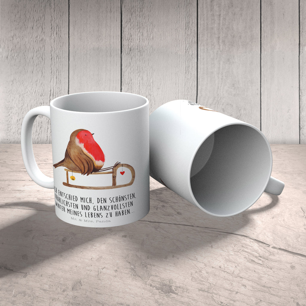 Tasse Rotkehlchen Schlitten