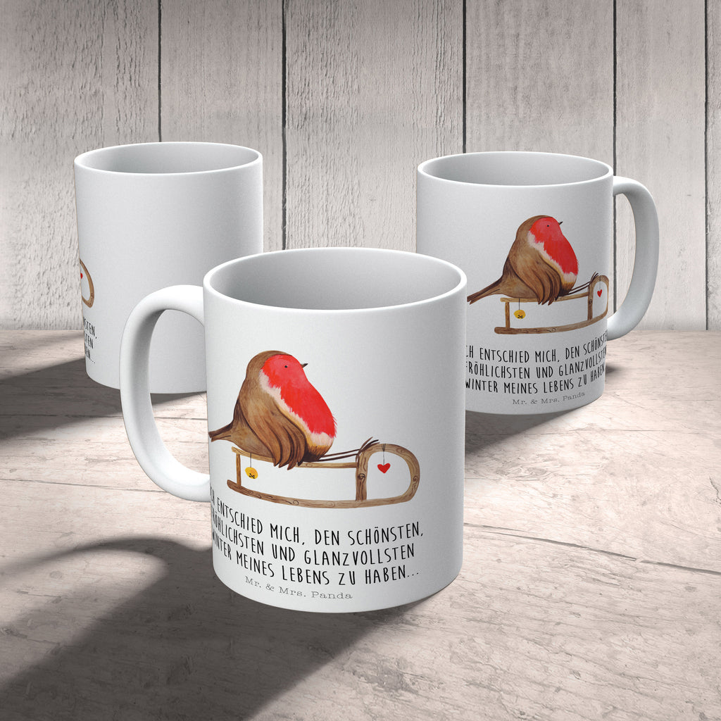 Tasse Rotkehlchen Schlitten