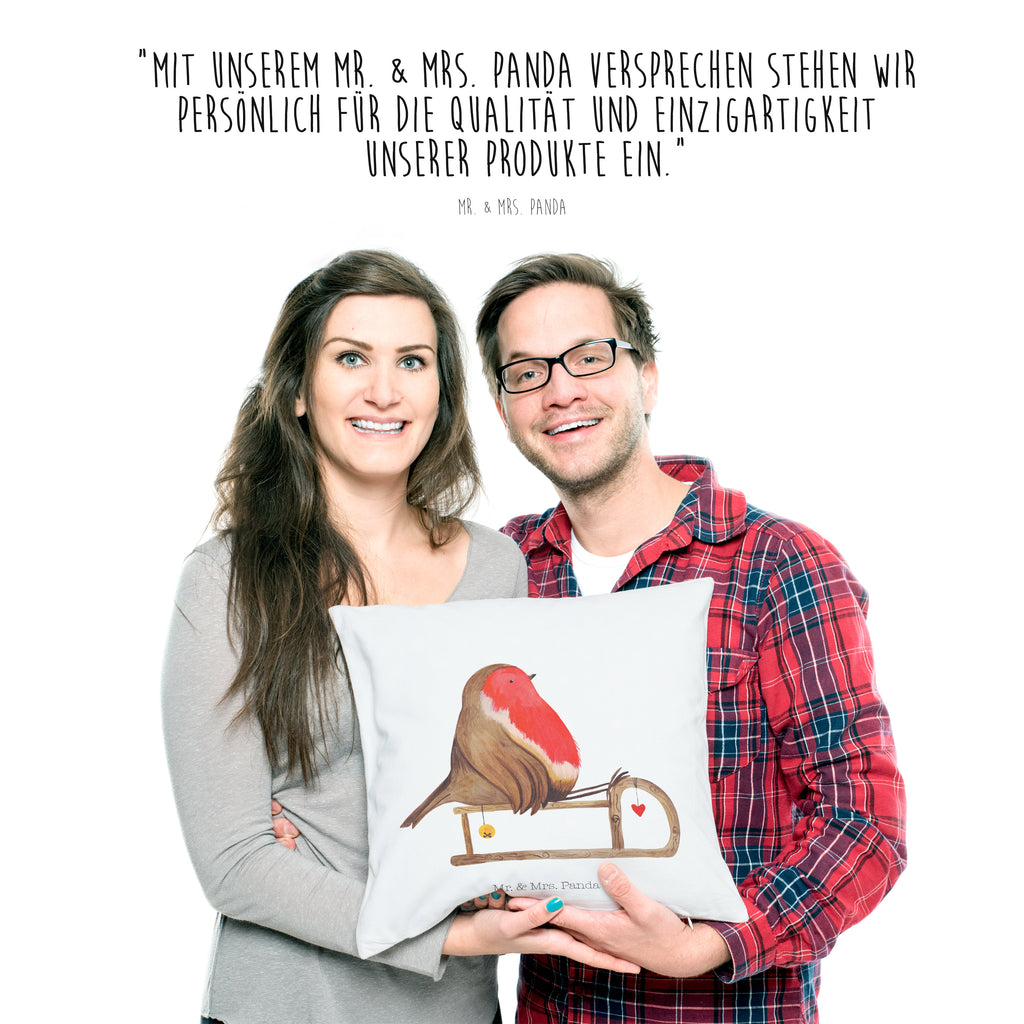 40x40 Kissen Rotkehlchen Schlitten Weihnachten, Schlitten, Vogel Kissenhülle, Kopfkissen, Sofakissen, Dekokissen, Motivkissen  Winter, Weihnachten, Weihnachtsdeko, Nikolaus, Advent, Heiligabend, Wintermotiv