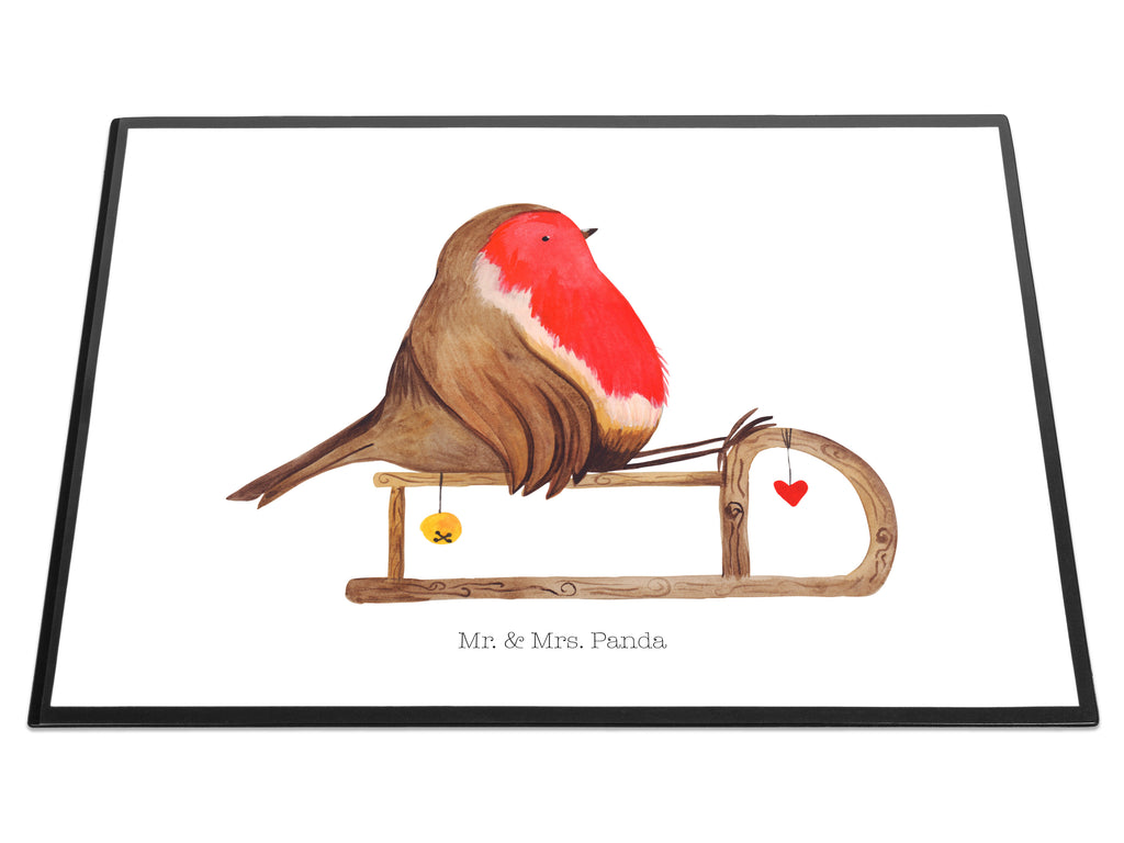 Schreibtischunterlage Rotkehlchen Schlitten Weihnachten, Schlitten, Vogel Schreibunterlage, Schreibtischauflage, Bürobedarf, Büroartikel, Schreibwaren  Winter, Weihnachten, Weihnachtsdeko, Nikolaus, Advent, Heiligabend, Wintermotiv