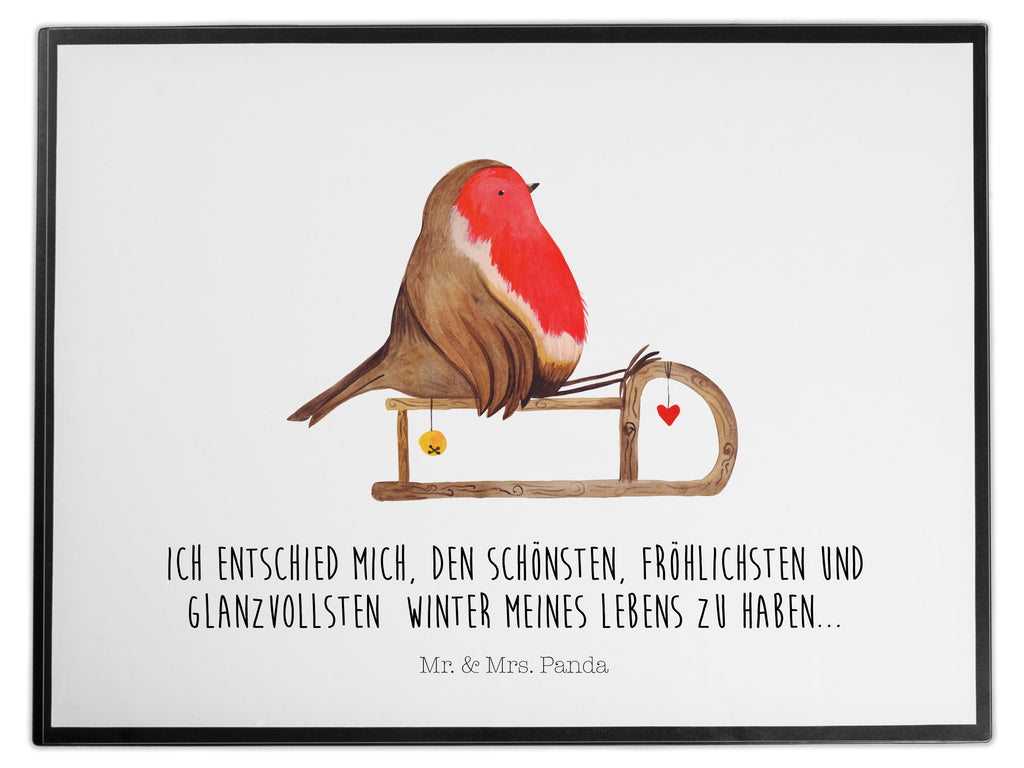 Schreibtischunterlage Rotkehlchen Schlitten Weihnachten, Schlitten, Vogel Schreibunterlage, Schreibtischauflage, Bürobedarf, Büroartikel, Schreibwaren  Winter, Weihnachten, Weihnachtsdeko, Nikolaus, Advent, Heiligabend, Wintermotiv