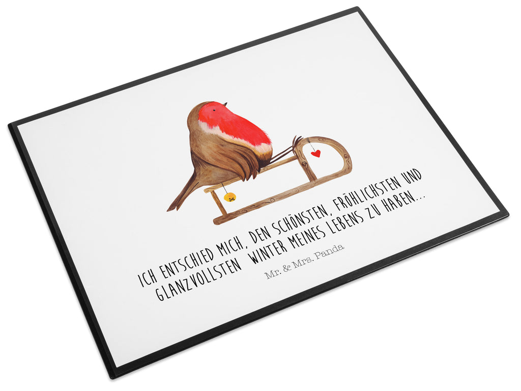 Schreibtischunterlage Rotkehlchen Schlitten Weihnachten, Schlitten, Vogel Schreibunterlage, Schreibtischauflage, Bürobedarf, Büroartikel, Schreibwaren  Winter, Weihnachten, Weihnachtsdeko, Nikolaus, Advent, Heiligabend, Wintermotiv
