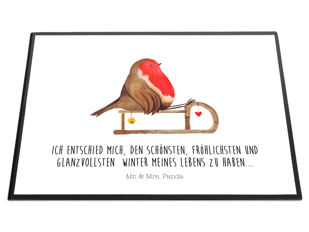 Schreibtischunterlage Rotkehlchen Schlitten Weihnachten, Schlitten, Vogel Schreibunterlage, Schreibtischauflage, Bürobedarf, Büroartikel, Schreibwaren  Winter, Weihnachten, Weihnachtsdeko, Nikolaus, Advent, Heiligabend, Wintermotiv