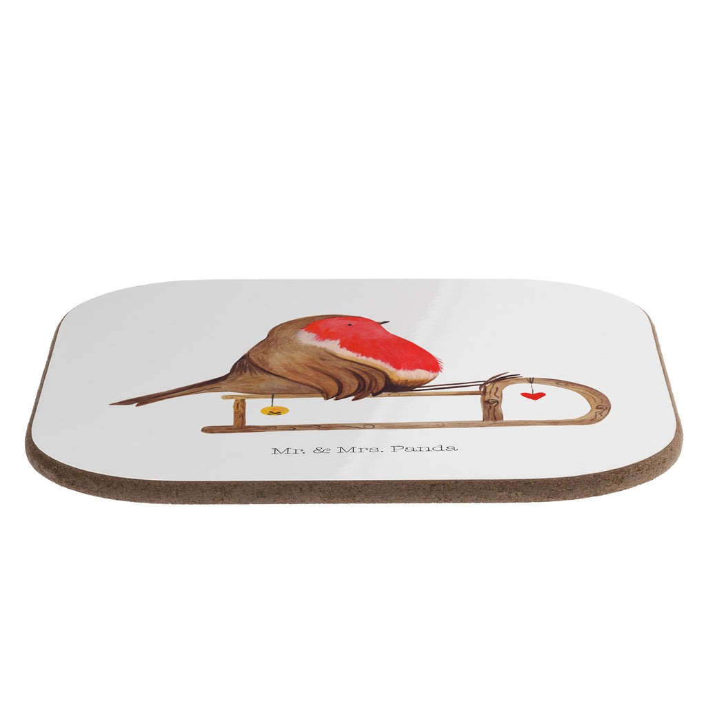 Quadratische Untersetzer Rotkehlchen Schlitten