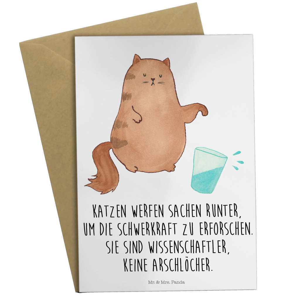 Grußkarte Katze Wasserglas