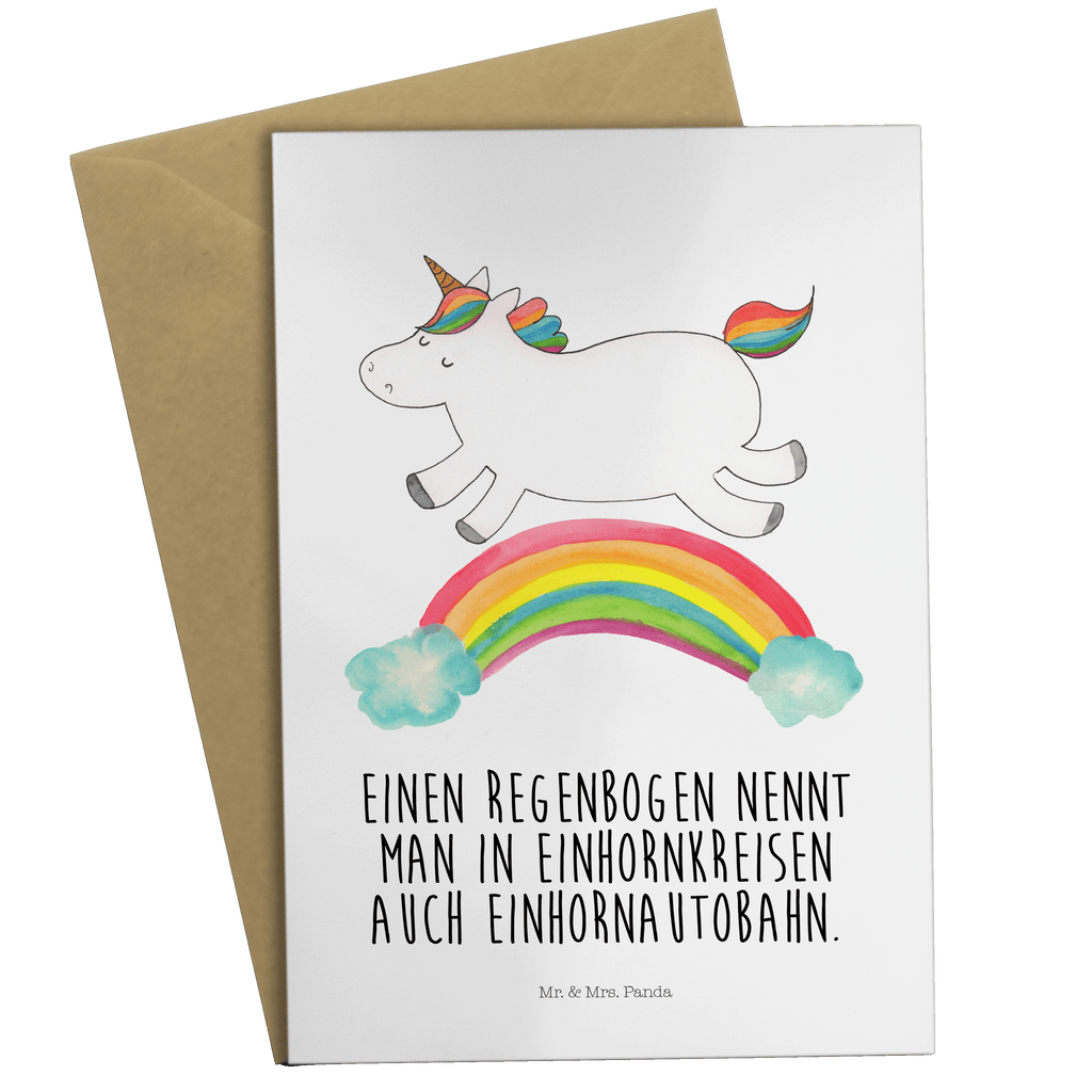 Grußkarte Einhorn Regenbogen Klappkarte, Einladungskarte, Glückwunschkarte, Hochzeitskarte, Geburtstagskarte, Karte, Einhorn, Einhörner, Einhorn Deko, Pegasus, Unicorn, Regenbogen, Glitzer, Einhornpower, Erwachsenwerden, Einhornautobahn