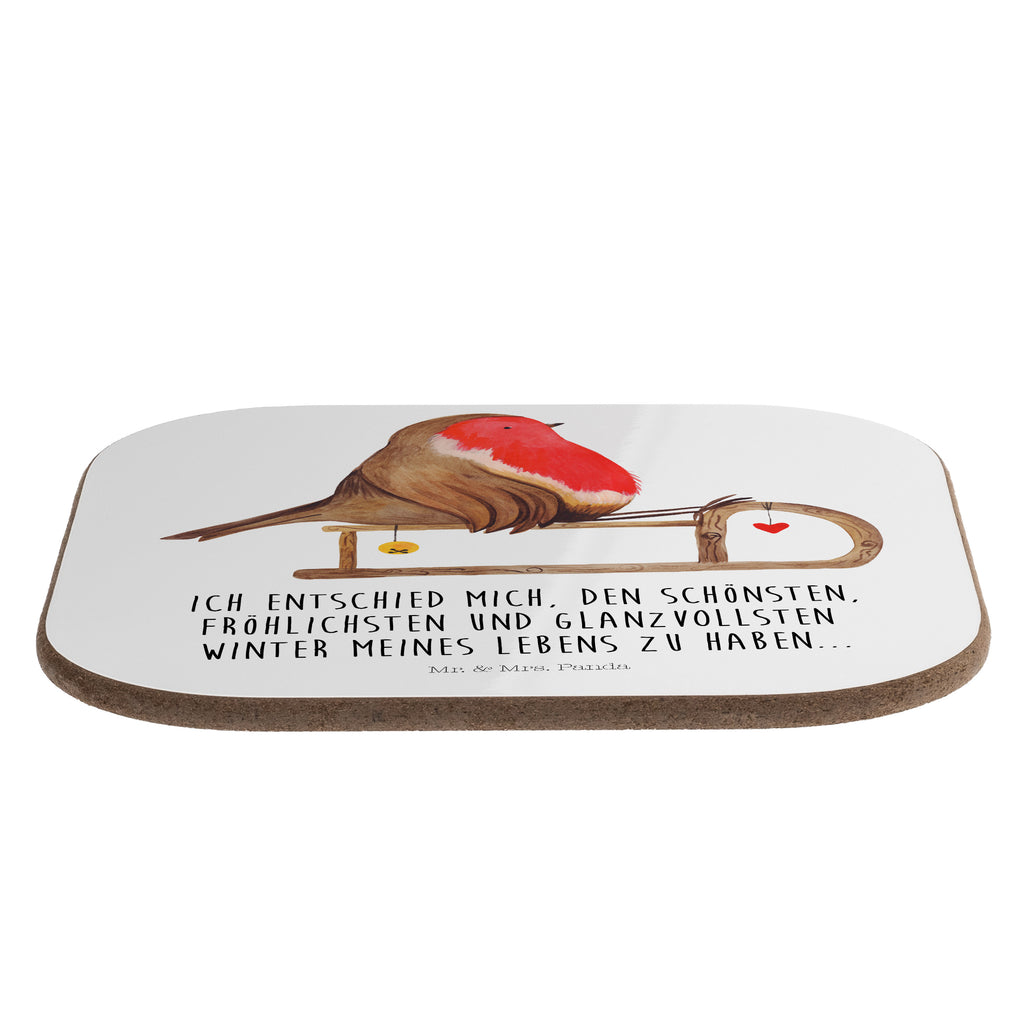 Quadratische Untersetzer Rotkehlchen Schlitten