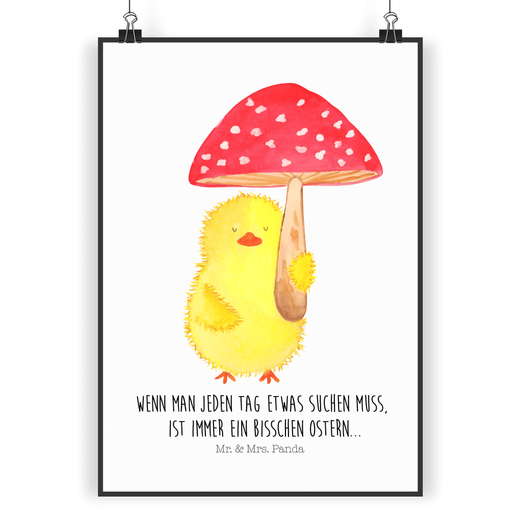 Poster Küken Fliegenpilz Poster, Wandposter, Bild, Wanddeko, Küchenposter, Kinderposter, Wanddeko Bild, Raumdekoration, Wanddekoration, Handgemaltes Poster, Mr. & Mrs. Panda Poster, Designposter, Kunstdruck, Posterdruck, Ostern, Osterhase, Ostergeschenke, Osternest, Osterdeko, Geschenk zu Ostern, Küken, Fliegenpilz, Glückspilz, Frohe Ostern, Ostergrüße