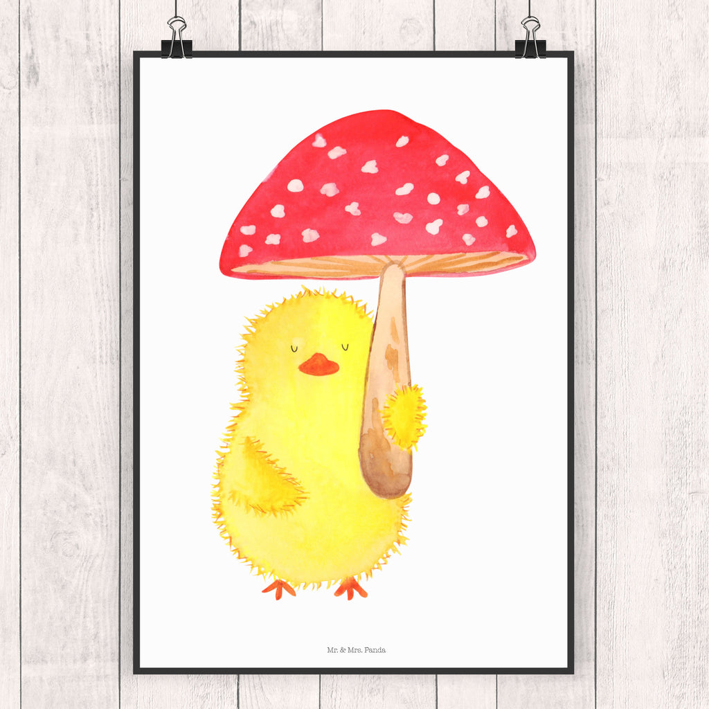 Poster Küken Fliegenpilz Poster, Wandposter, Bild, Wanddeko, Küchenposter, Kinderposter, Wanddeko Bild, Raumdekoration, Wanddekoration, Handgemaltes Poster, Mr. & Mrs. Panda Poster, Designposter, Kunstdruck, Posterdruck, Ostern, Osterhase, Ostergeschenke, Osternest, Osterdeko, Geschenk zu Ostern, Küken, Fliegenpilz, Glückspilz, Frohe Ostern, Ostergrüße