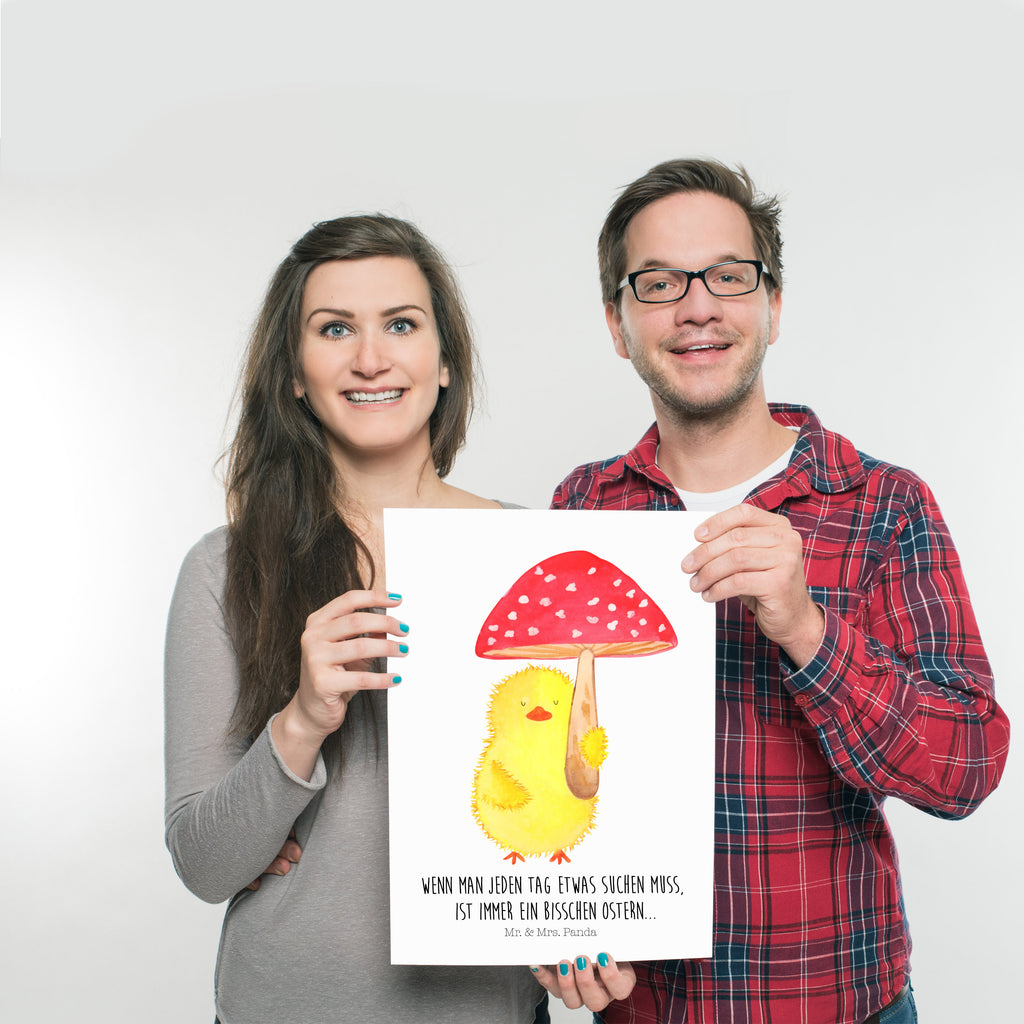 Poster Küken Fliegenpilz Poster, Wandposter, Bild, Wanddeko, Küchenposter, Kinderposter, Wanddeko Bild, Raumdekoration, Wanddekoration, Handgemaltes Poster, Mr. & Mrs. Panda Poster, Designposter, Kunstdruck, Posterdruck, Ostern, Osterhase, Ostergeschenke, Osternest, Osterdeko, Geschenk zu Ostern, Küken, Fliegenpilz, Glückspilz, Frohe Ostern, Ostergrüße