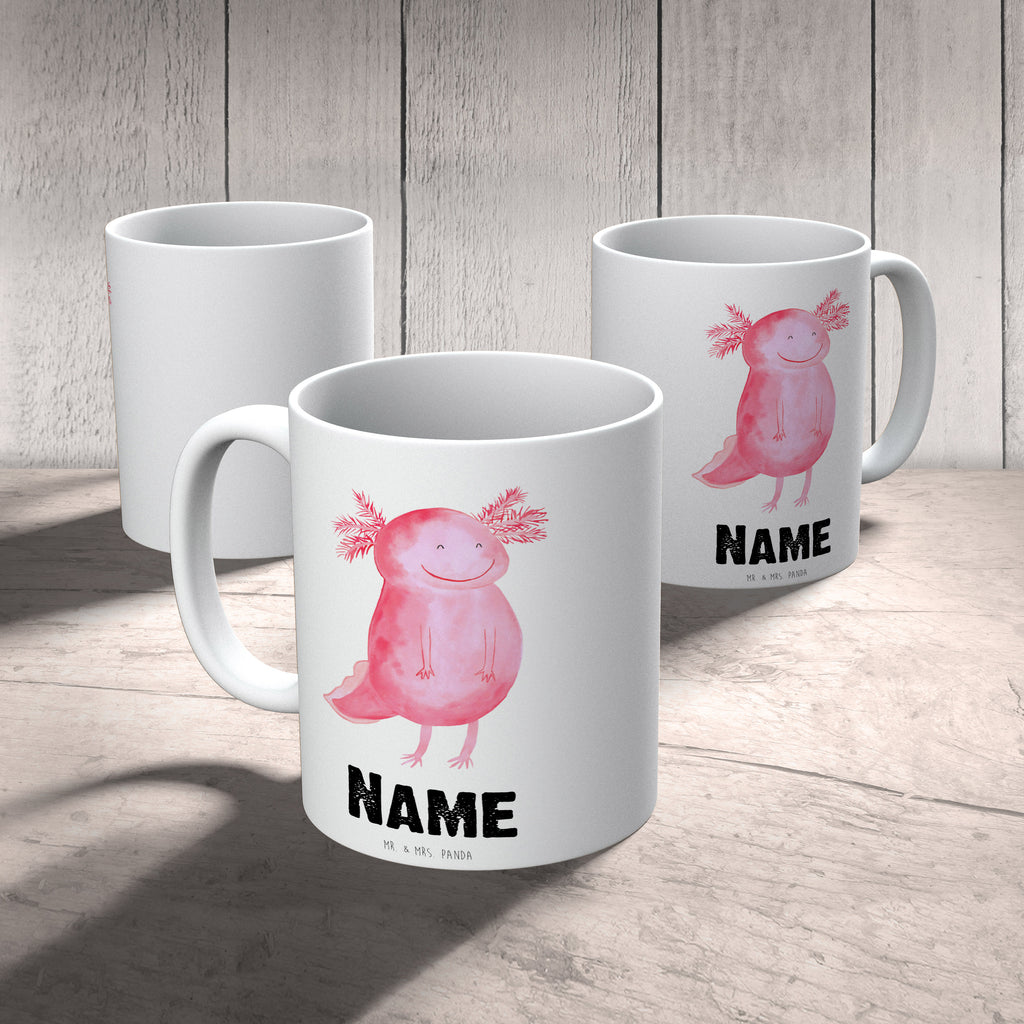 Personalisierte Tasse Axolotl glücklich Personalisierte Tasse, Namenstasse, Wunschname, Personalisiert, Tasse, Namen, Drucken, Tasse mit Namen, Axolotl, Molch, Axolot, Schwanzlurch, Lurch, Lurche, Motivation, gute Laune