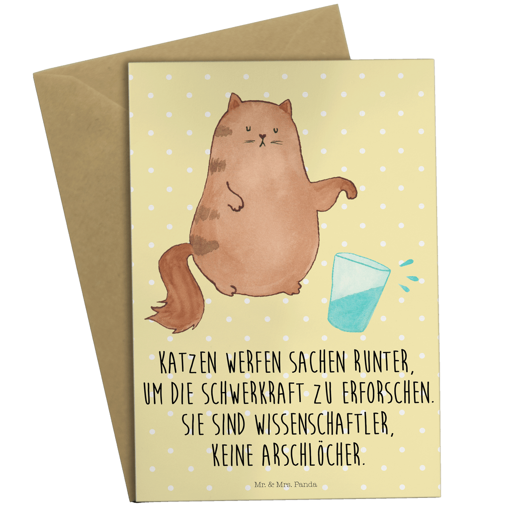 Grußkarte Katze Wasserglas