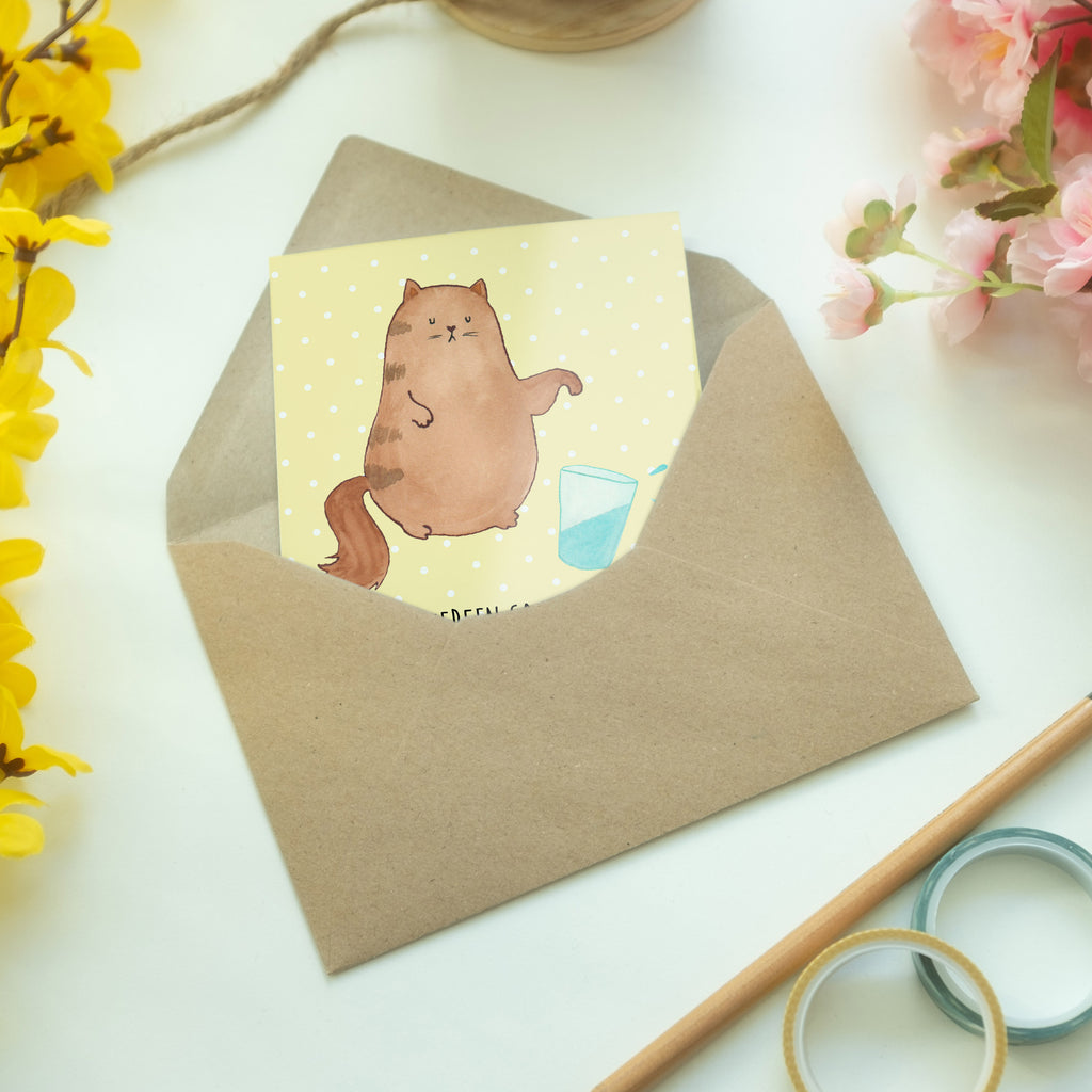 Grußkarte Katze Wasserglas