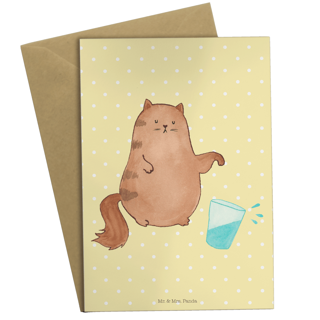 Grußkarte Katze Wasserglas