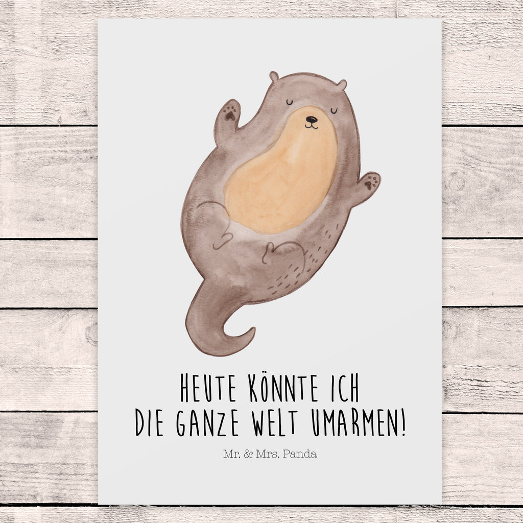 Postkarte Otter Umarmen