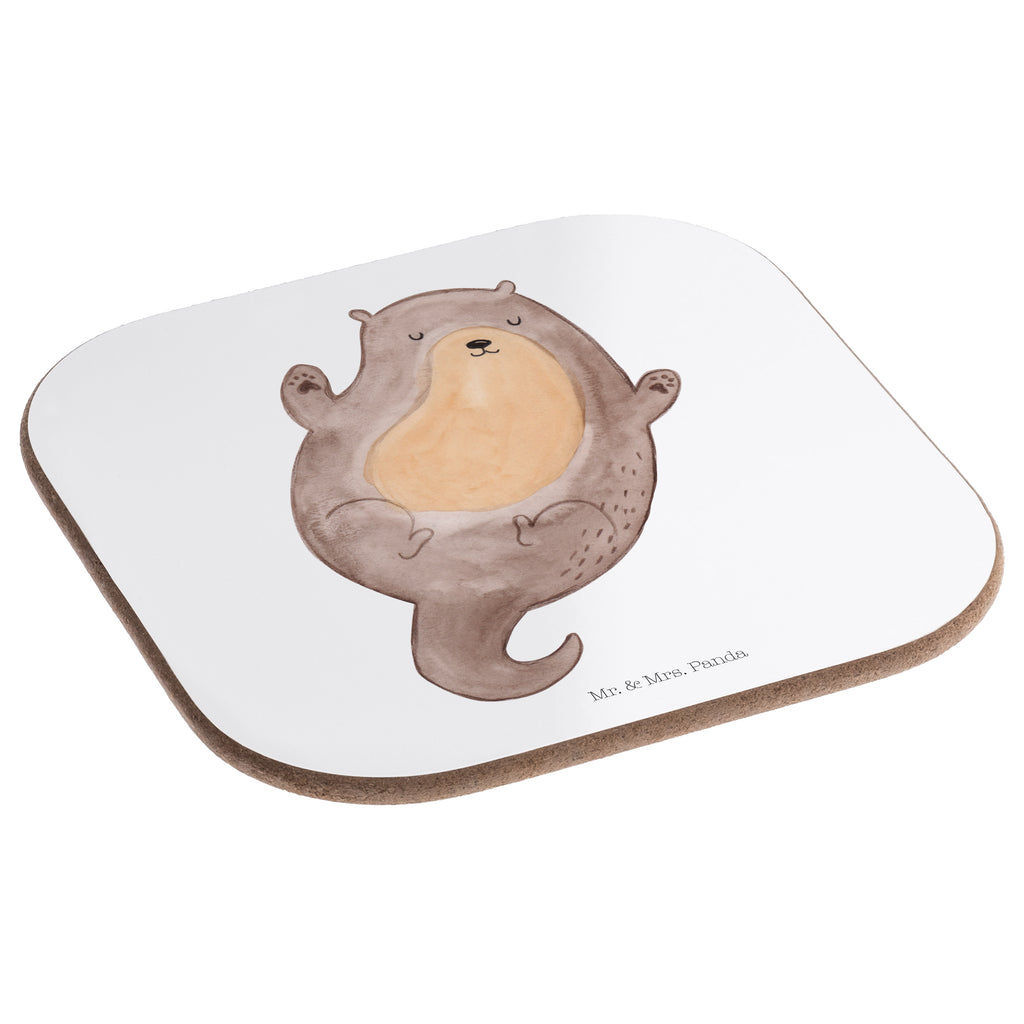 Quadratische Untersetzer Otter Umarmen