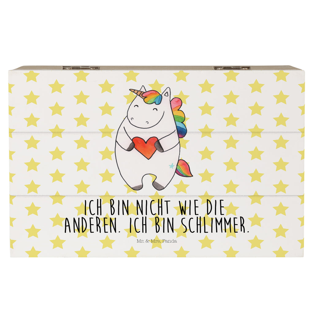 Holzkiste Einhorn Herz Einhorn, Herz, Einhörner, Unicorn, schlimm, böse, witzig, lustig, Freundin, anders, bunt Holzkiste, Kiste, Schatzkiste, Truhe, Schatulle, XXL,  Erinnerungsbox, Erinnerungskiste, Dekokiste, Aufbewahrungsbox  Einhorn, Einhörner, Einhorn Deko, Pegasus, Unicorn