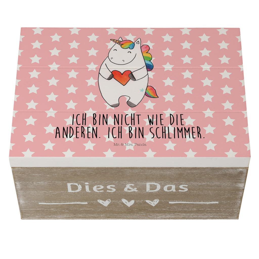 Holzkiste Einhorn Herz Einhorn, Herz, Einhörner, Unicorn, schlimm, böse, witzig, lustig, Freundin, anders, bunt Holzkiste, Kiste, Schatzkiste, Truhe, Schatulle, XXL,  Erinnerungsbox, Erinnerungskiste, Dekokiste, Aufbewahrungsbox  Einhorn, Einhörner, Einhorn Deko, Pegasus, Unicorn