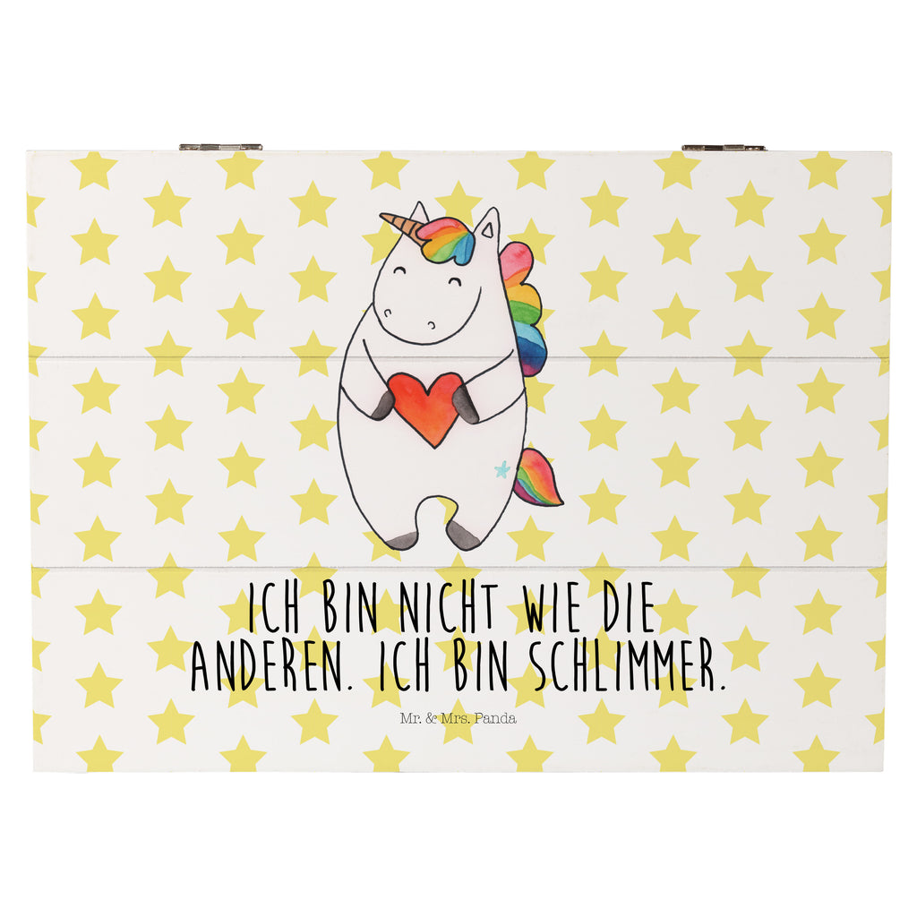 Holzkiste Einhorn Herz Einhorn, Herz, Einhörner, Unicorn, schlimm, böse, witzig, lustig, Freundin, anders, bunt Holzkiste, Kiste, Schatzkiste, Truhe, Schatulle, XXL,  Erinnerungsbox, Erinnerungskiste, Dekokiste, Aufbewahrungsbox  Einhorn, Einhörner, Einhorn Deko, Pegasus, Unicorn