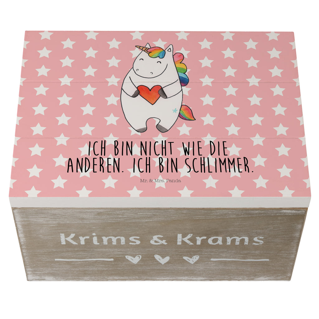Holzkiste Einhorn Herz Einhorn, Herz, Einhörner, Unicorn, schlimm, böse, witzig, lustig, Freundin, anders, bunt Holzkiste, Kiste, Schatzkiste, Truhe, Schatulle, XXL,  Erinnerungsbox, Erinnerungskiste, Dekokiste, Aufbewahrungsbox  Einhorn, Einhörner, Einhorn Deko, Pegasus, Unicorn