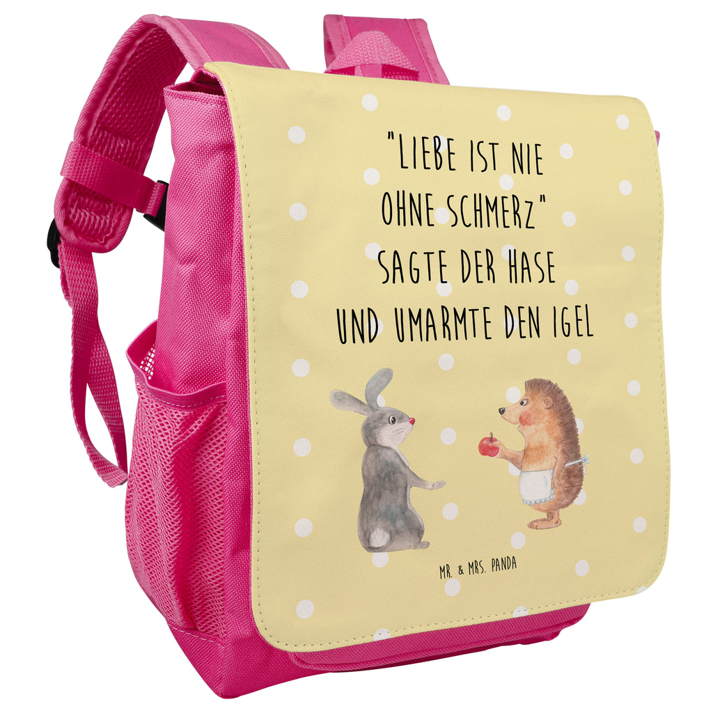 Kinderrucksack Liebe ist nie ohne Schmerz Igel und Hase, Igel, Hase, Liebe Spruch, Liebeskummer Geschenk, Herzschmerz, Trösten, Trennungsschmerz, Spruch romantisch Kids, Rucksack, Kinderrucksack  süße Tiermotive, gute Laune, lustige Sprüche, Tiere