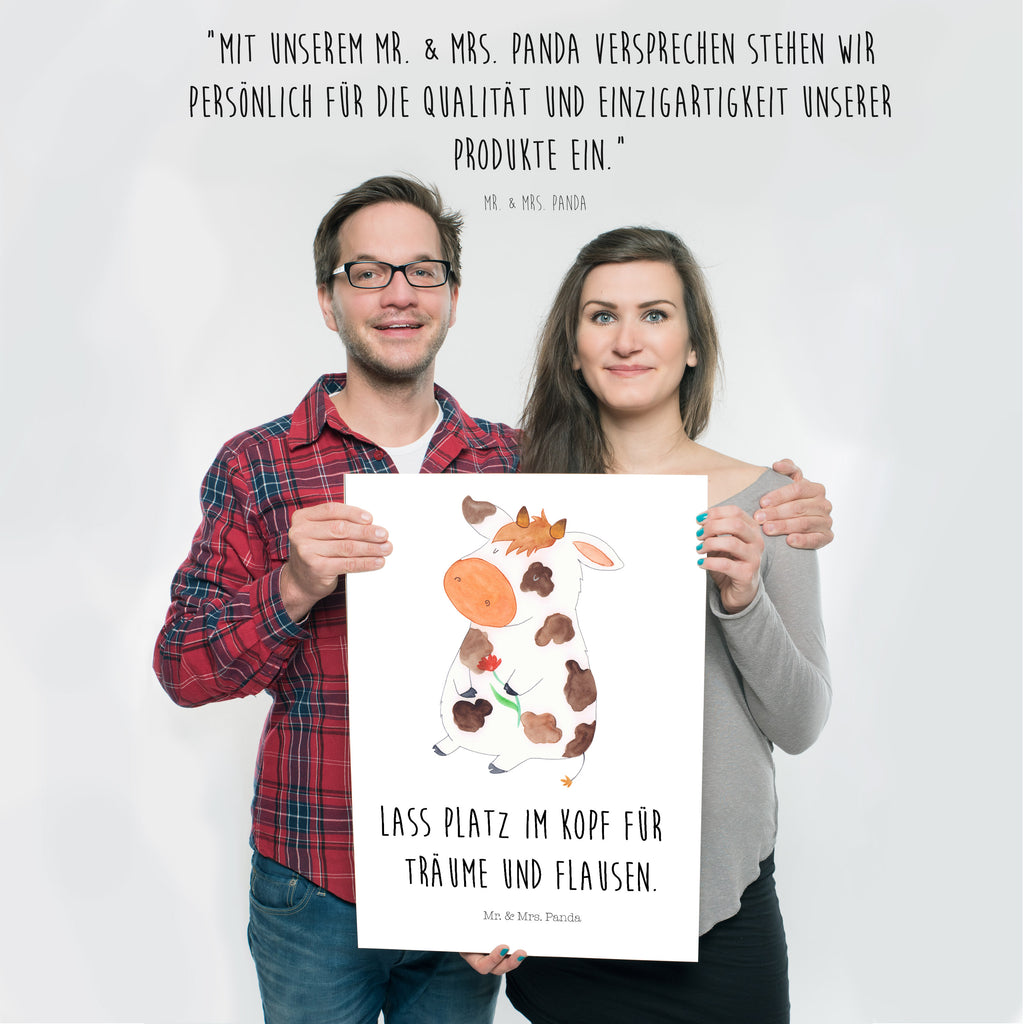 Poster Kuh Kuh, Kühe, Träume, Flausen, Spruch, Magie, Motivtion, Bauernhof, Hof, Milch, Milchkuh	 Poster, Wandposter, Bild, Wanddeko, Küchenposter, Kinderposter, Wanddeko Bild, Raumdekoration, Wanddekoration, Handgemaltes Poster, Mr. & Mrs. Panda Poster, Designposter, Kunstdruck, Posterdruck  Bauernhof, Hoftiere, Landwirt, Landwirtin