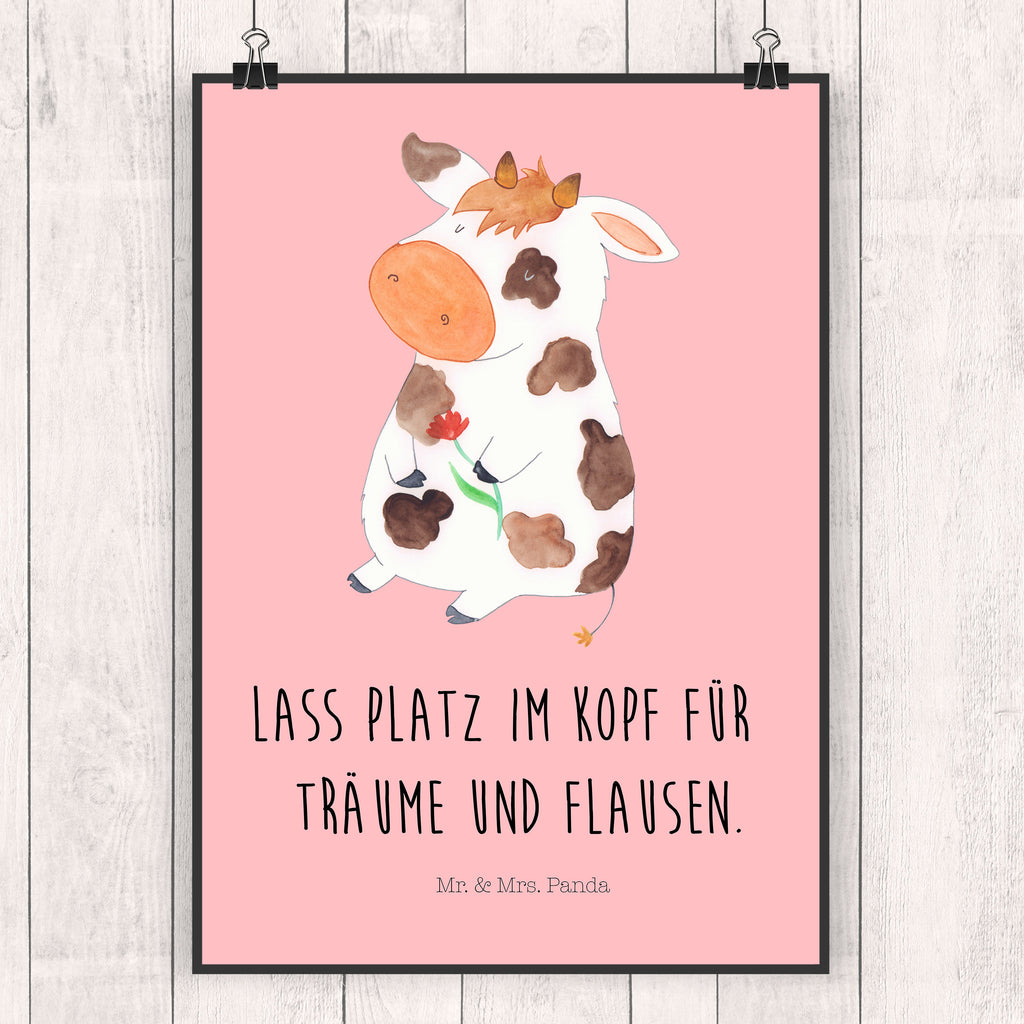 Poster Kuh Kuh, Kühe, Träume, Flausen, Spruch, Magie, Motivtion, Bauernhof, Hof, Milch, Milchkuh	 Poster, Wandposter, Bild, Wanddeko, Küchenposter, Kinderposter, Wanddeko Bild, Raumdekoration, Wanddekoration, Handgemaltes Poster, Mr. & Mrs. Panda Poster, Designposter, Kunstdruck, Posterdruck  Bauernhof, Hoftiere, Landwirt, Landwirtin